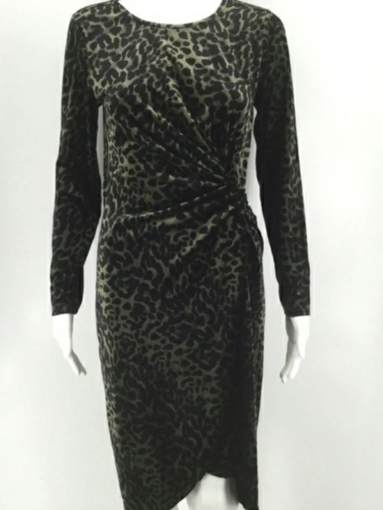 Tahari Arthur S Levine Dresses & Skirts - Tahari Women's  Green Leopard Velour Long Sleeve Dress